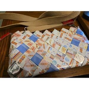 Nahui Ollin Smarties Colorful Candy Wrapper Purse Shoulder Bag 10 x 5 1/2"